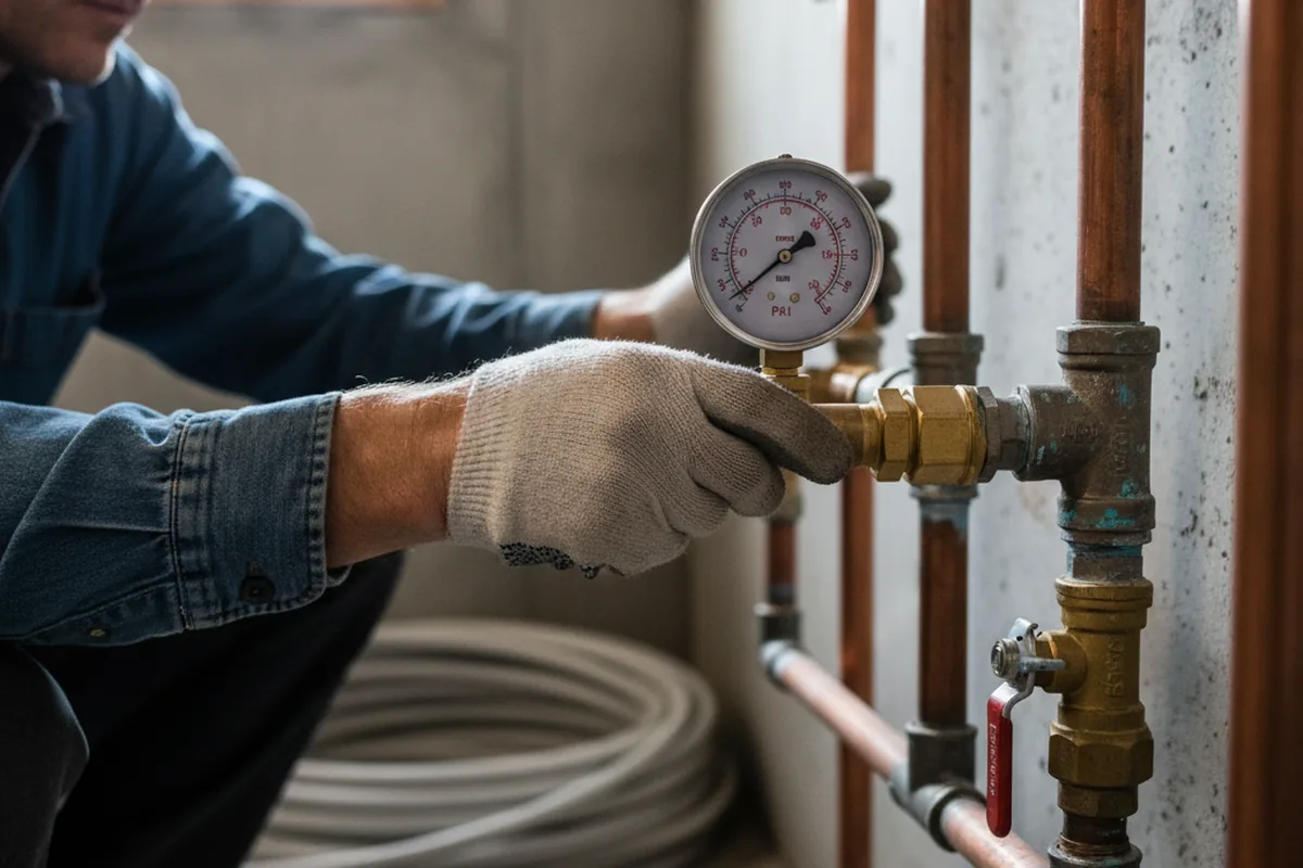 Pressure testing a repaired line during Water Line Repair in Fort Myers Beach
